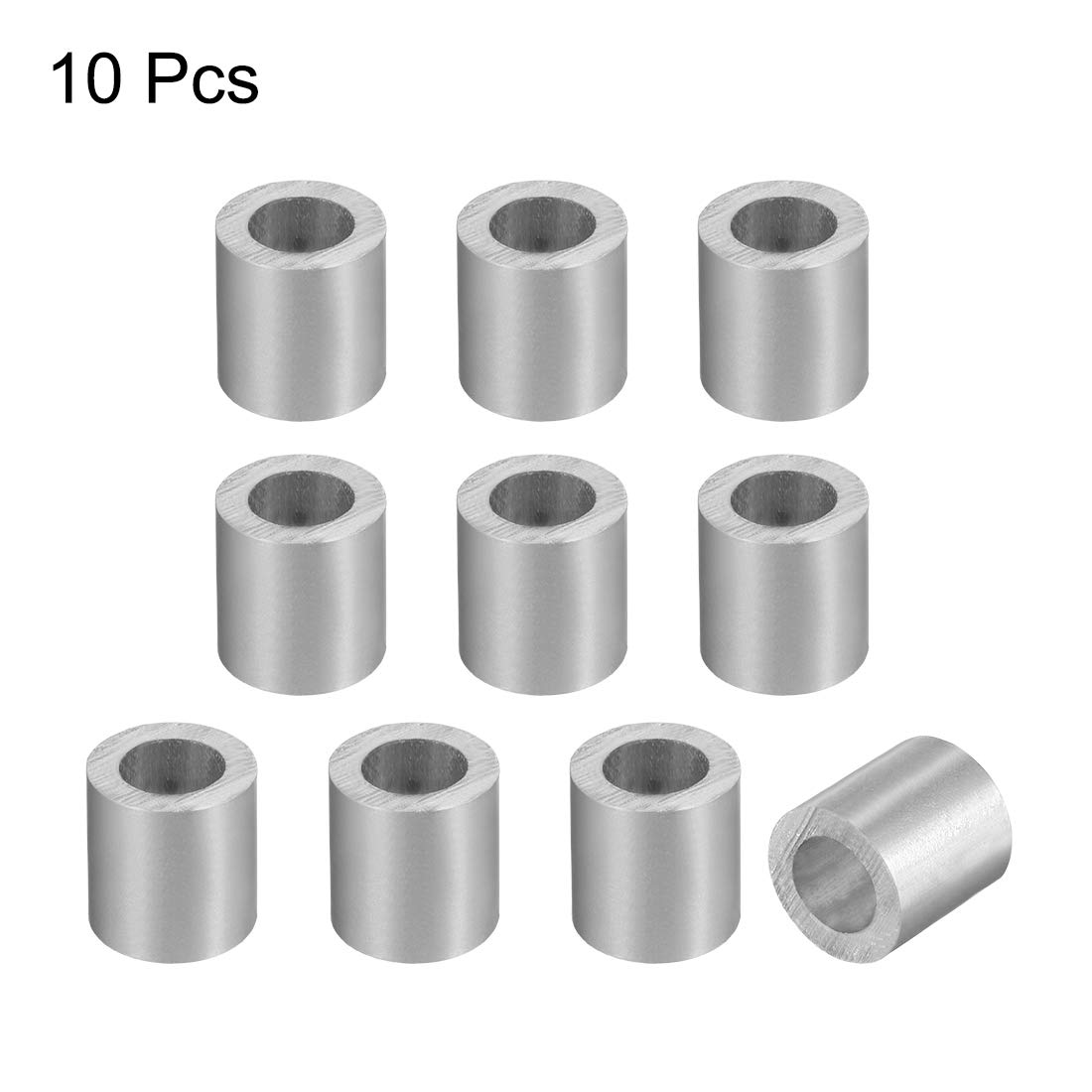 sourcing map Aluminum Crimping Loop Sleeve Round for 5/32" - 3/16" Wire Rope Pack of 10 - Image 3