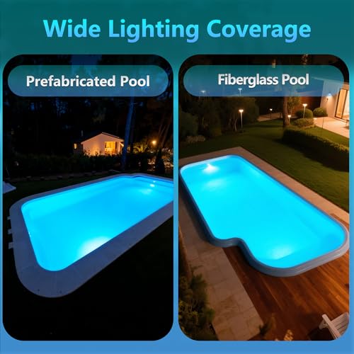 OSREE LED Pool Lights with 2 Inch Thread, 12 W Pool Lamps 6000 K Non-Dimmable, 1200 lm, Ø190 mm, 12 V AC/DC Resin Filled Spotlight for Prefabricated Pools Fiberglass Outside Ground Steel