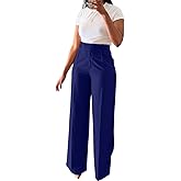 OLAMIOSO Casual Wide Leg Dress Pants Business Office Trousers with Pockets