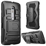 Moto X Pure Edition Case, i-Blason Prime Series Dual Layer Holster For Moto X Style / Pure Edition 2015 Release with Kickstand and Locking Belt Swivel Clip (Black)