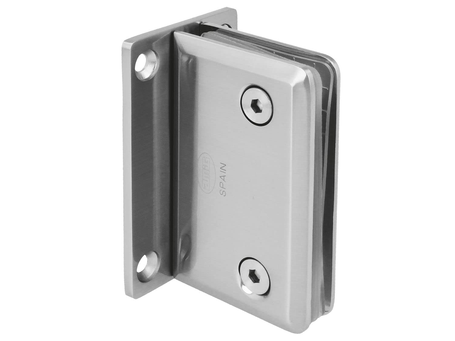Amig - Fixed Wall Bracket for Showers Mod.D | for Glass Shower Screens | Zamak with Matte Nickel Finish | 8-12 mm Thickness | Maximum Load per Pair: 35 kg | Measurements: 88 x 54 mm 26 inches