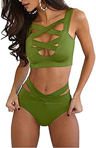To Simple Young Women's Sexy Criss Cross High Waist Bandage 2PCS Bikini Set Swimsuit (Xlarge)