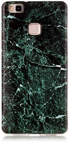 Huawei P9 Lite case, Glossy Marble Pattern Slim Hard Soft Silicone Back Case Cover Fit for Huawei P9 Lite (Blackish green)
