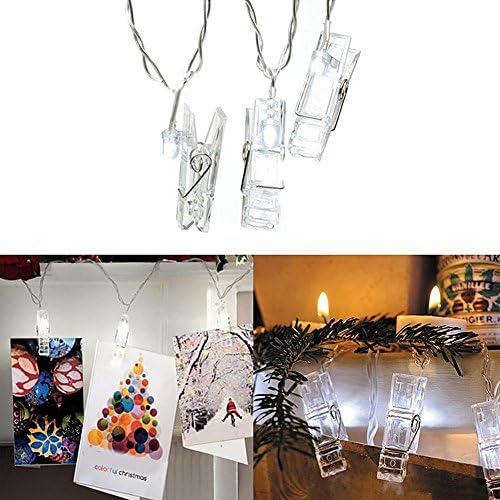 RD Lane LED Photo Clip String Lights 20 Photo Clip and Light Hanging Photos Paintings Pictures Card and Memos Christmas and other Festival Decorrate Color-Warm White
