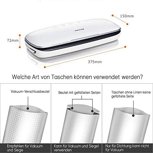 LKNJLL Vakuumierer, Automatische Lebensmittel Sealer Maschine for Lebensmittel Savers | Starter Kit | LED-Anzeigelampen… – Bild 3