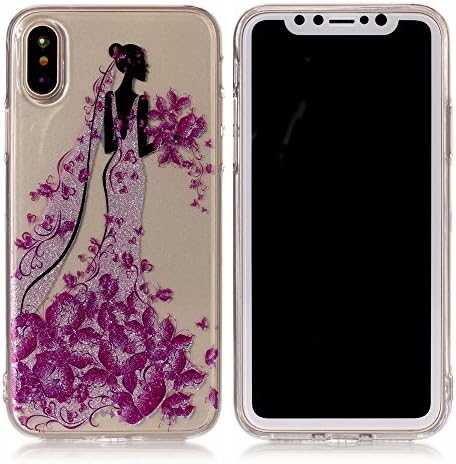iPhone X Case, Gefee Ultra Slim Crystal Clear Shockproof Soft TPU Patterned Shiny Shine IMD Glitter Protective Case Cover for Apple iPhone X (Princess)