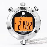 Stopwatch Timer, Digital Stop Watch with 0.01second &amp; 0.001second Timing, Metal 10/100/400 Laps Memory, Rolilink Large dispaly Alarm Clock for Coach Sports Running Marathon