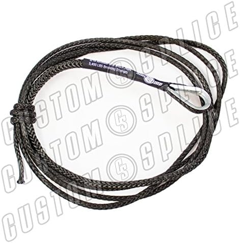 12' ATV Charcoal AmSteel Blue 3/16 Winch Rope Snow plow