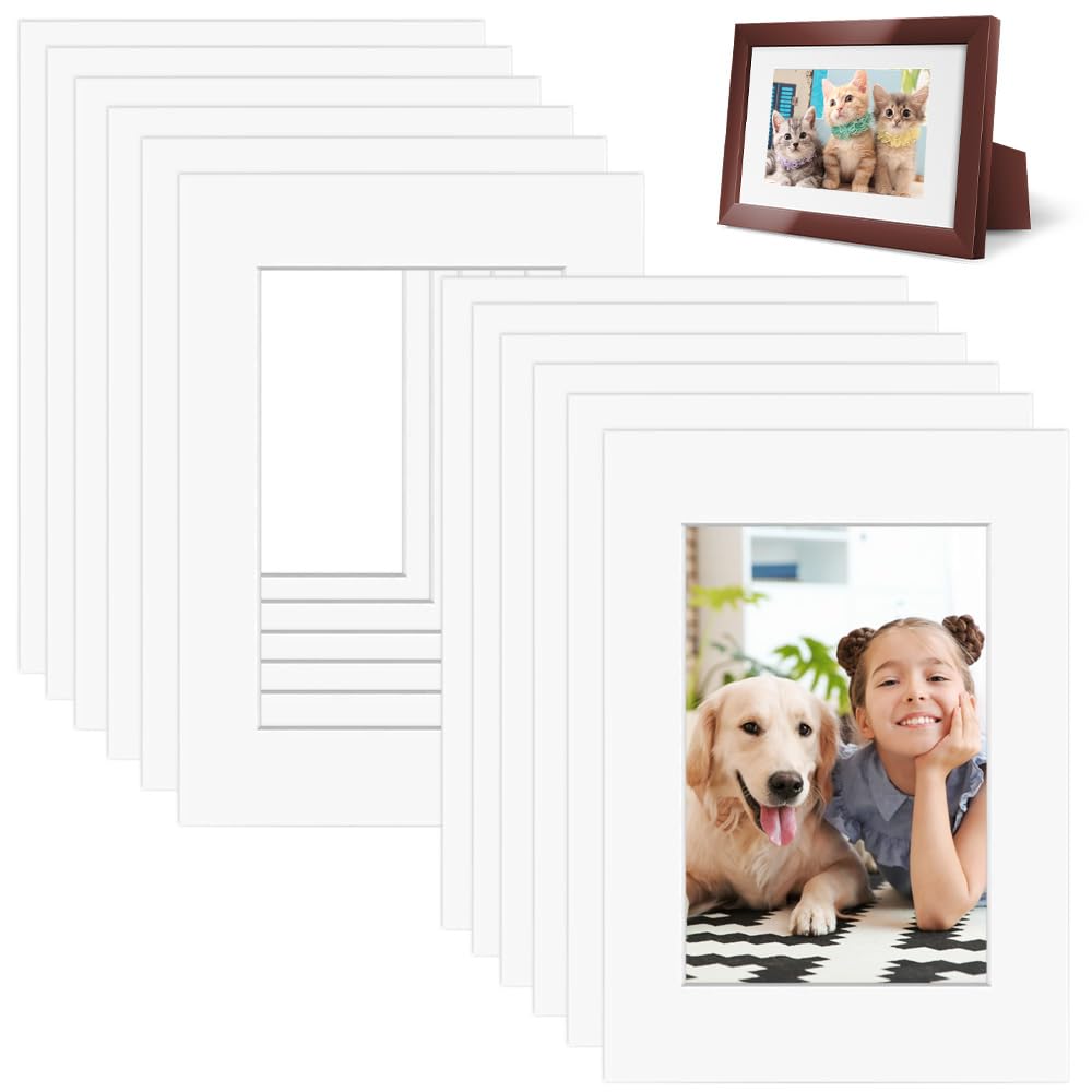 ADERTOS Picture Mounts, 12 PCS A3 White Picture Photo Mounts Mats Square Photo Frames Mounts Picture Frame Mat Board A3 Mount for A4 Picture Image Display Artwork or Paintings - Acid Free