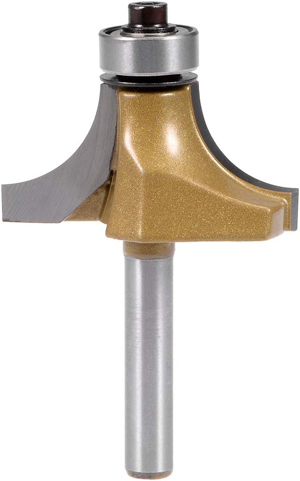 sourcing map Router Bit 1/4 Shank 1 Inch Cutting Dia Round Over Corner 2 Flutes Tungsten Steel for Milling Cutter