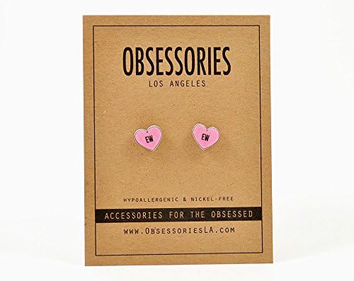 Handmade Ew Pink Heart Stud Earrings