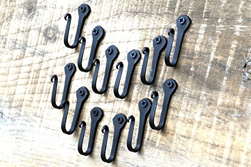 image for Everything Rustique Wrought Iron Hooks-Nail Hooks -Set of 6- Black Han