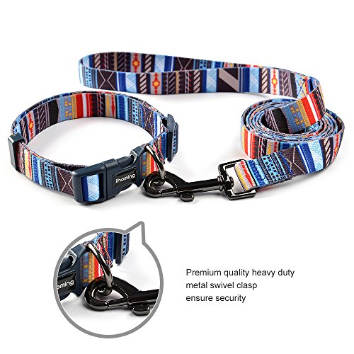 ihoming Pet Collar Leash Set Combo Safety Set for Daily Outdoor Walking Running Training Small Medium Large Dogs Cats