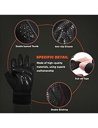 beaceglove guantes de gimnasio para levantamiento de pesas con acolchado de apoyo de muñequera, completa protección de la palma & antideslizante agarre de Gel de sílice guantes de entrenamiento para ejercicio de entrenamiento de fitness y musculación 