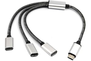 USB C Male to 3 USB C Female Splitter, Aluminum Alloy Type C Hub, 480Mbps Data Transmission for Laptop Phone Tablet USB Drive