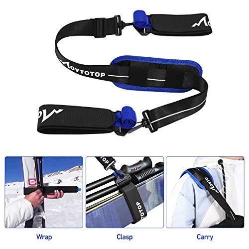 MOVTOTOP Ski Carrier, 2 Packs Adjustable Ski Straps for Carrying