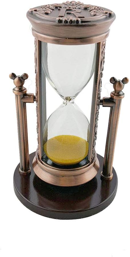 Hourglass Sand Timers, 3-4 Minutes Colorful Sand Timer Retro Ornaments Sandglass Kitchen Timer Home Decration Sandglass Office Desk Ornament Romantic Presen (R Copper Frame Yellow Sand)