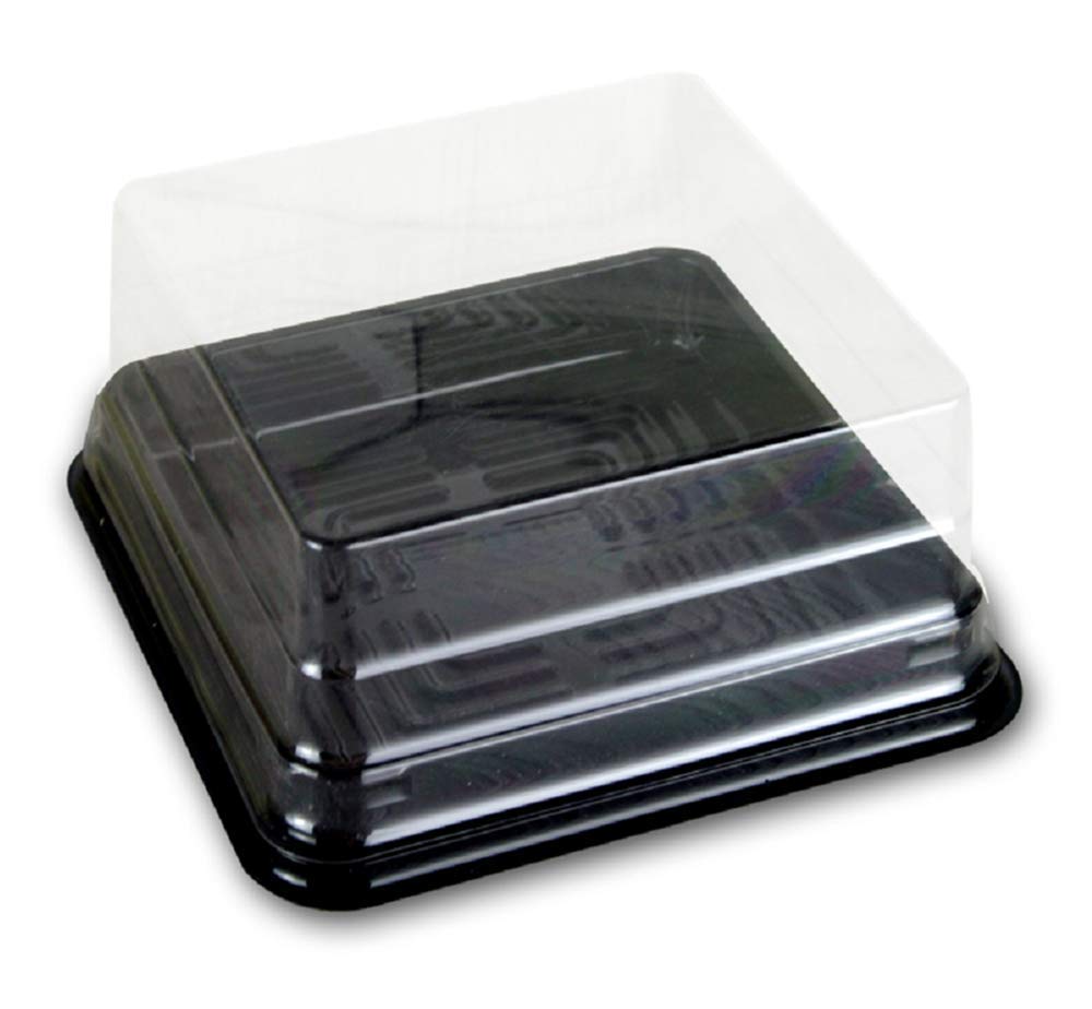 ZYMY 50 Sets 2.6" square transparent plastic mini cake box - muffin box - moon cake box - mung bean cake snow Mei Niang box (100g black)