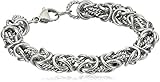 ELYA Jewelry Womens Stainless Steel Intricate Byzantine Link Bracelet, 8-Inch, White