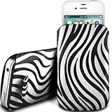 N4U Online White Zebra Premium Pu Leather Pull Flip