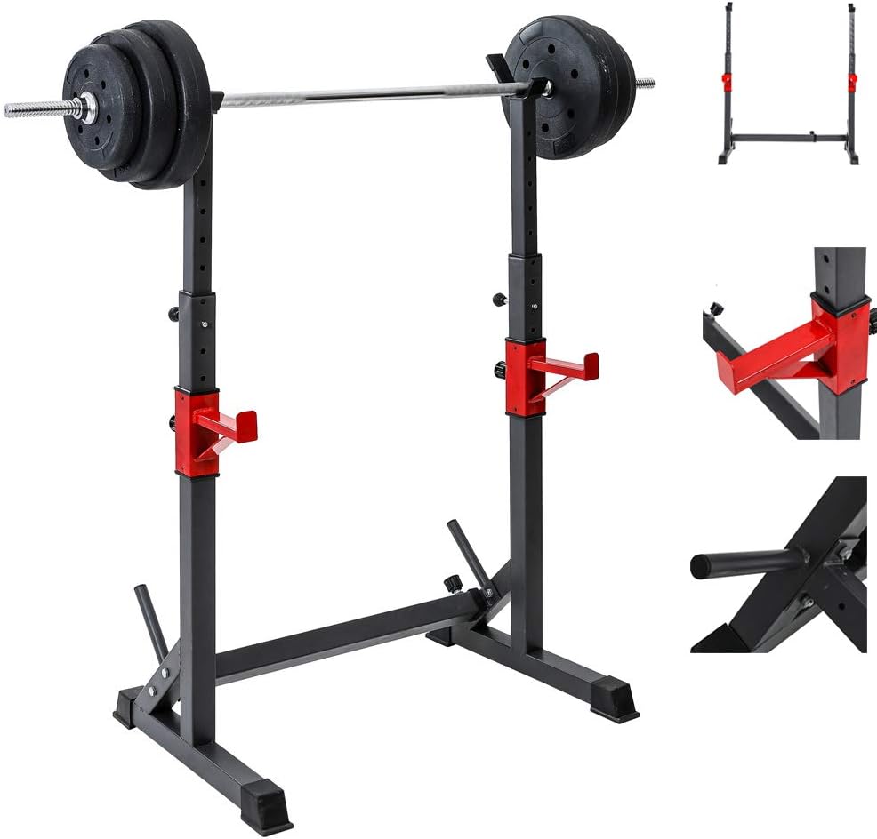 Home Squat Stand Power Rack, Telescopic Adjustable Width Barbell Rack Weightlifting Rack, Multi Function Indoor Strength Training Equipment