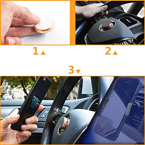 VizGiz 3 Pack Universal Dashboard Cell Phone Holder Steering Wheel Phone Holder Car Phone Mount Cradle Stand Sticker for GPS Tablet iPhone X 8 7 6s 6 Plus Galaxy S8 S7 S6 Edge,Note 5 4 etc - Thumbnail 7