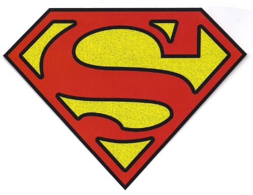 3 X 2.25 inch SUPERMAN emblem logo superhero super hero glitter IRON ON HEAT TRANSFER - great on costumes