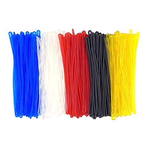 200 Packs Luggage Tag Loops with 5 Colors, 6 inch Clear Plastic PVC Bag