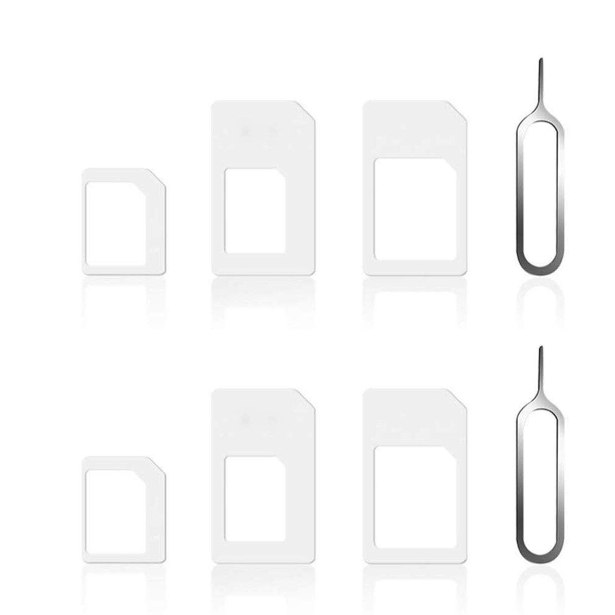 SIM Card Adapter, Standard 4 in 1 Converter with Card Folder and Needle for SIM Card Storage, 2 Set