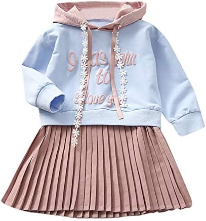 MoonkerBaby Toddler Girls Princess Dress Fall Winter Clothes 2-6 Years Old,Fashion Kid Letter Hooded Korean Casual Dress