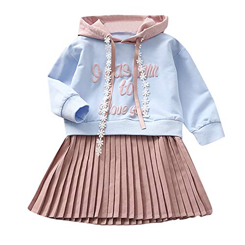 MoonkerBaby Toddler Girls Princess Dress Fall Winter Clothes 2-6 Years Old,Fashion Kid Letter Hooded Korean Casual Dress