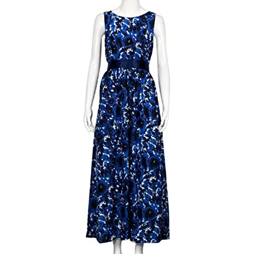 Orangeskycn Women Floral Long Formal Prom Dress Evening Party Wedding Dress (S, Blue)
