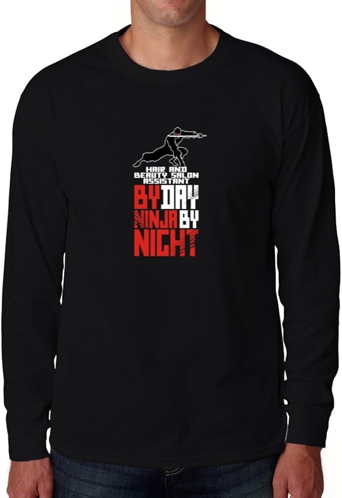 Eddany Hair And Beauty Salon Assistant By Day Ninja By Night Langarm T Shirt Amazon de Bekleidung