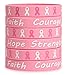 3omething New 36Ct Breast Cancer Awareness Pink Ribbon Bracelets - Hope Faith Strength Courage Wristbands Party Supplies Favors