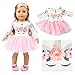 EVAIL Doll Clothes Unicorn Dolls Dress Pink Tulle Dress for 18 inch Girl Dolls American Girl Our Generation Dolls Floral Print Long Sleeve Dresses