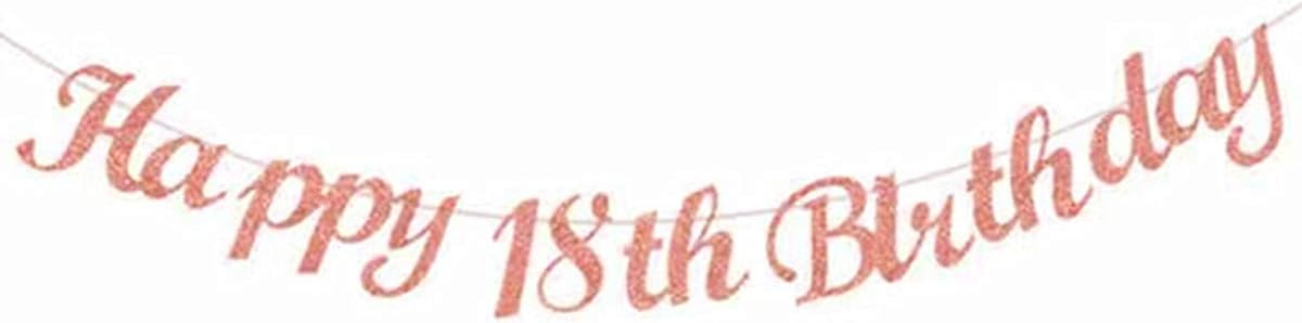 bng-bng 18th Birthday Banner Rose Gold Girls Happy 18th Birthday Bunting Banner Decorations 18 Banner For Girls Age 18 Party Decorations Photo Prop