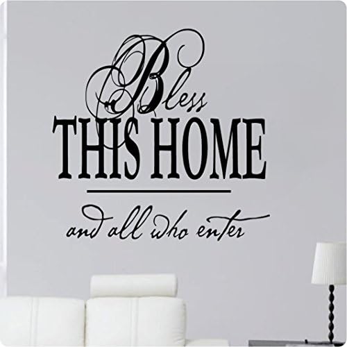 24" Bless This Home and All Who Enter Script Font Wall Decal Sticker Art Mural Home Décor Quote