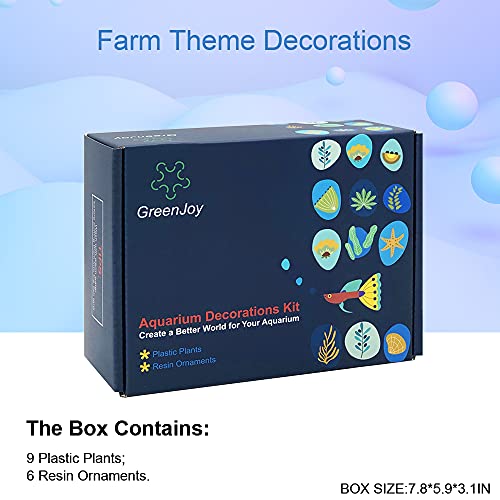 Aquarium Decorations Accessories Farm Fish Tank Decor Plastic Plants Artificial Small Decoration (8-15 gallons)