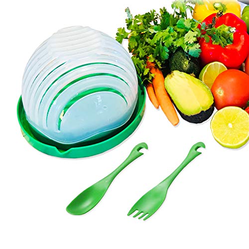 5 in 1 Salad Cutter Bowl | 60 Second Salad | Easy Slicer Chopper Strainer Cutting Board All in One | Strong and Durable| Fruit and Vegetable Cutter | Safe and Non-Toxic Food Grade BPA Free Material