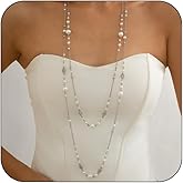 Long Necklaces for Women Pearl Necklaces for Women Long Chain Necklace Dainty Layered Pearl Necklace Statement Sweater Strand Chain Jewelry