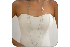 IQPDYV Long Necklaces for Women Pearl Necklaces for Women Long Chain Necklace Dainty Layered Pearl Necklace Statement Sweater Strand Chain Jewelry