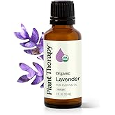 Plant Therapy Organic Lavender Essential Oil 100% Pure, USDA Certified Organic, Undiluted, Natural Aromatherapy for Diffusion & Topical Use, For Skin, Hair, Relaxation, Premium Therapeutic Grade 30 mL