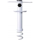 AMMSUN Beach Umbrella Sand Anchor Metal Heavy Duty Outdoor Umbrellas Base Ground Screw Auger with Carry Bag Universal & One Size Fits All for Sun Protection, Shade, High Winds White