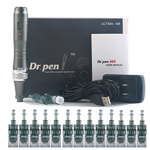 Dr. Pen Ultima M8 Professional Microneedling Pen Electric Wireless Derma Auto Pen Skin Care Tool Kit - 15 Pcs Cartridges (5x 16 pins,5x 36 pins,5x Nano)