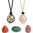 LERSUSI Natural unprocessed crystal raw stone hand woven rope adjustable necklace pendant for both men and women