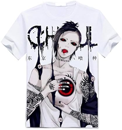 AnimeTown Tokyo Ghoul Cosplay Costume Anime Short Sleeves Tee T-shirt (XL, White)