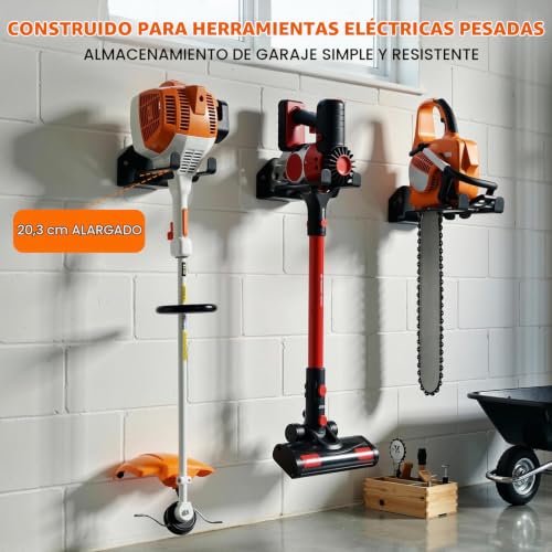 Housolution Soporte Para Recortadoras de 8'', 2Pcs | Con Recubrimiento de Goma, Colgador Resistente para Desmalezar, Gancho Organizador Para Recortadora, Soplador De Hojas