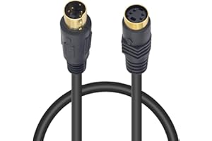 Poyiccot S-Video Cable, Mini DIN 4 Pin S-Video Male to Female Gold Plated Connector Cable for TV, S-VHS, VCRs, DVD, Camcorders, Video Cards, 3.3ft