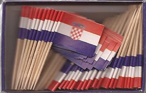 One Box Croatia Toothpick Flags, 100 Small Mini Croatian Flag Cupcake Toothpicks or Cocktail Picks