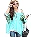 HP95(TM) Women's Bohemian Style Batwing Sleeve Chiffon Beach Loose Shirt (Green 2)